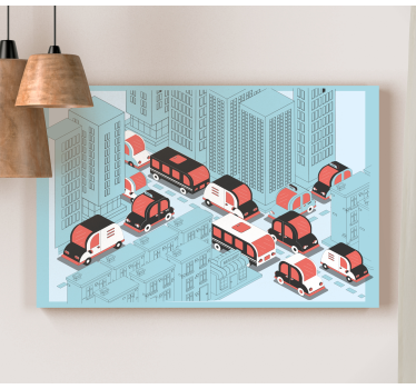 Cuadro ciudades escena de tráfico urbano - TenVinilo