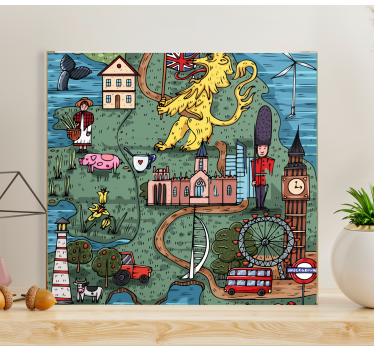 Cuadro ciudades mapa de inglaterra - TenVinilo