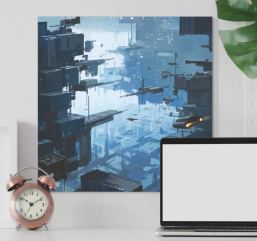Cuadro ciudades paisaje urbano futurista - TenVinilo
