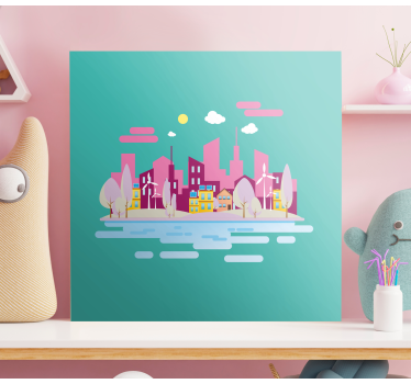 Cuadro ciudades paisaje urbano vibrante - TenVinilo