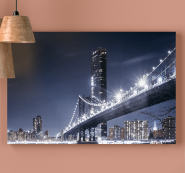 Cuadro ciudades puente de brooklyn iluminado - TenVinilo