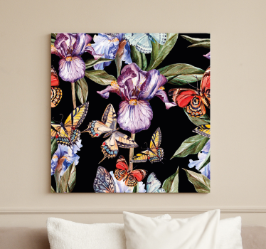 Cuadro con mariposas Flores delicadas y - TenVinilo