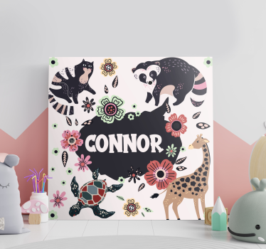 Cuadros con nombre rodeado de animales - TenVinilo