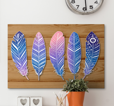 Cuadro plumas colección azul estilizada - TenVinilo