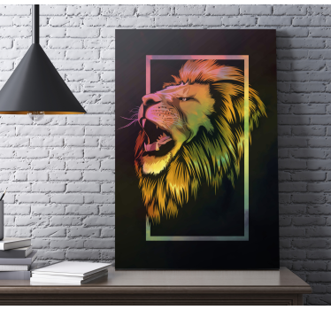Cuadro de animales León colorido pintado - TenVinilo