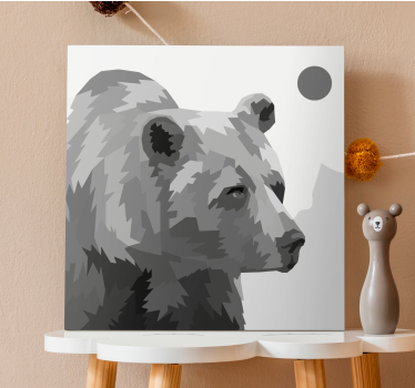 Cuadro de animales Oso gris de animales geométricos - TenVinilo