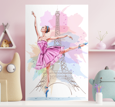 Cuadro de bailarina frente la Torre Eiffel - TenVinilo