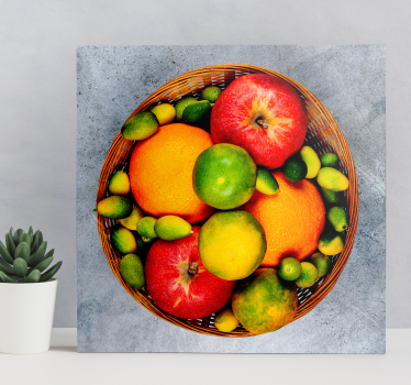 Cuadro bodegones cesta de frutas vibrante - TenVinilo
