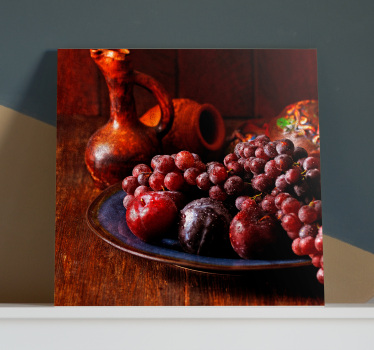 Cuadro bodegones deliciosas uvas ciruelas - TenVinilo