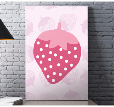 Cuadro de bodegones Fresas rosadas modernas fondo rosa - TenVinilo