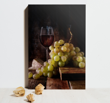 Cuadro de bodegones Uvas verdes y vino tinto - TenVinilo