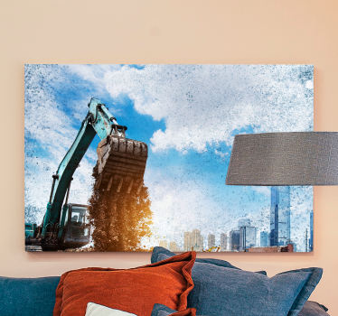 Cuadro ciudades paisaje urbano de excavadora - TenVinilo