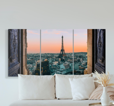 Cuadro de ciudades Puertas con vistas a la torre eiffel - TenVinilo