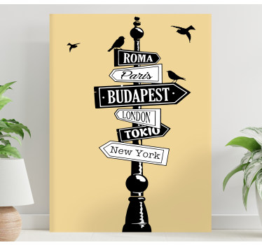 Cuadro de ciudades Señales de dirección de budapest de las ciudad - TenVinilo