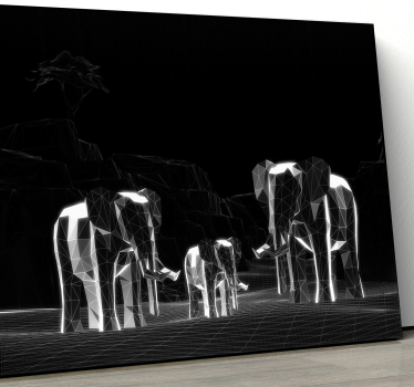Cuadro de elefantes Efecto 3d elefantes grises - TenVinilo