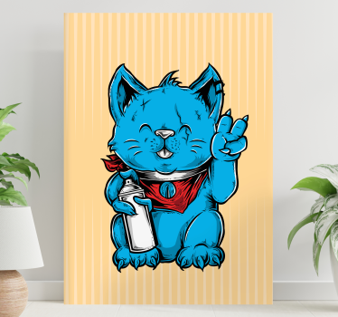 Cuadro de gatos gato azul juguetón - TenVinilo