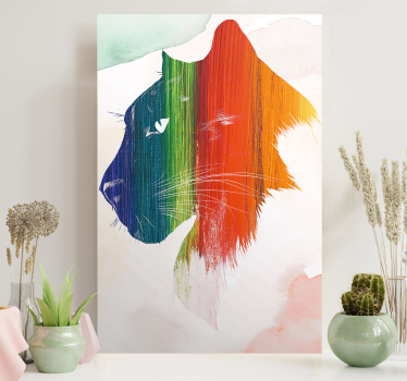 Cuadro de gatos perfil de león colorido - TenVinilo