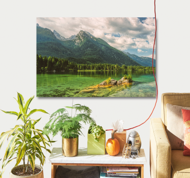 Cuadro de paisaje Lago montañas y nubes - TenVinilo