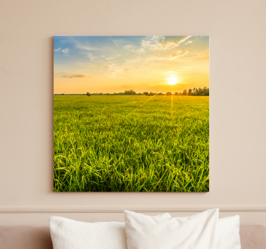 Cuadro paisajes puesta de sol sobre los campos - TenVinilo