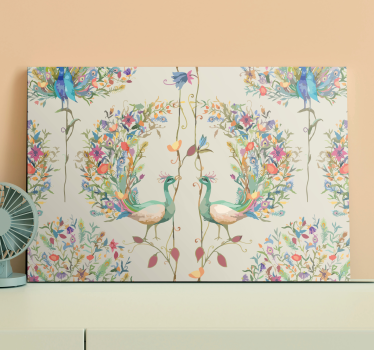 Cuadro de pájaros Jardín con decoración ecléctica y pájaros - TenVinilo