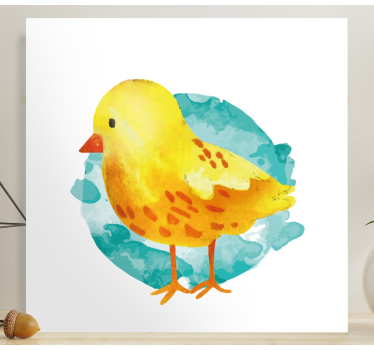 Cuadro de pájaros Pollito amarillo pintado - TenVinilo