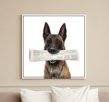 Cuadro de perro Perro con periódico - TenVinilo