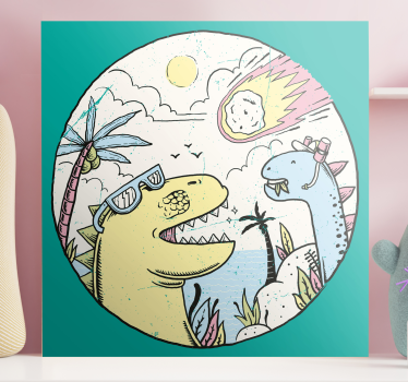 Cuadro dinosaurios caída de meteorito - TenVinilo