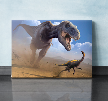 Cuadro de dinosaurios caza del t-rex - TenVinilo