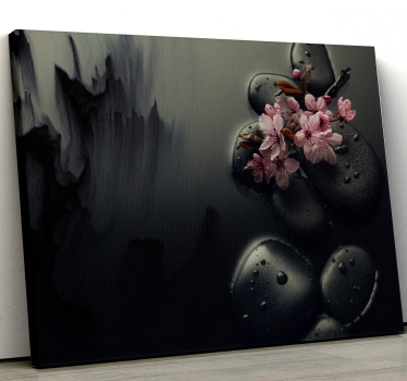 Cuadro elegante flores zen en piedras - TenVinilo