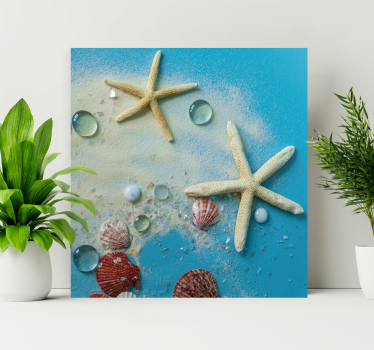 Cuadro en 3d Estrella de mar en arena colorida - TenVinilo