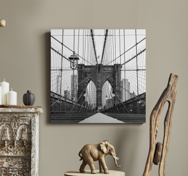 Cuadro en 3d Puente de brooklyn en blanco y negro - TenVinilo