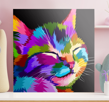 Cuadro gato Gato arcoiris - TenVinilo
