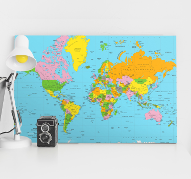 Cuadro mapa mundi Atlas de colores - TenVinilo