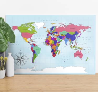 Cuadro mapa mundi Mapa del mundo azul - TenVinilo