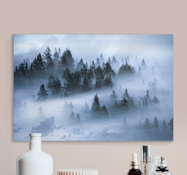 Cuadro paisajes bosque de pinos nebuloso - TenVinilo