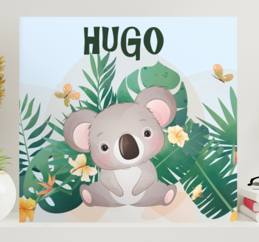 Cuadro para bebés Lindo koala para niño con nombre - TenVinilo