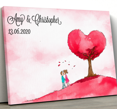 Cuadro para boda árbol beso personalizable - TenVinilo