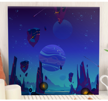 Cuadro para niños Superficie espacial de dibujos animados - TenVinilo
