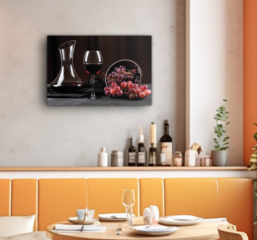Cuadro para restaurante Vino y uvas - TenVinilo