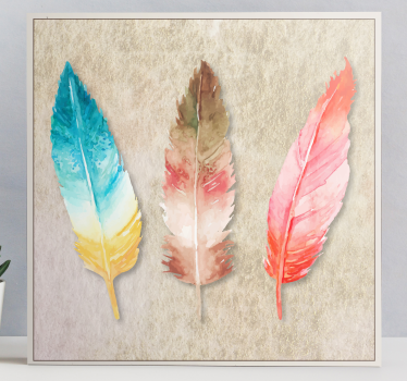 Cuadro plumas trio de plumas coloridas - TenVinilo