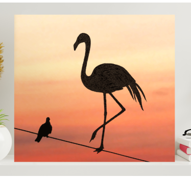 Cuadro recibidor Diseño de flamencos y pájaros - TenVinilo