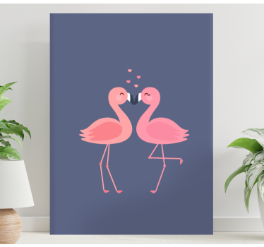Cuadro recibidor Flamencos formando un corazón - TenVinilo