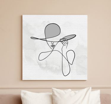Cuadro recibidor Mujer minimalista con sombrero - TenVinilo