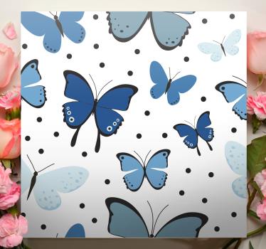 Cuadro salón Ala de mariposa negra y azul - TenVinilo