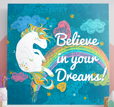Cuadro unicornio Frase de unicornio multicolor - TenVinilo