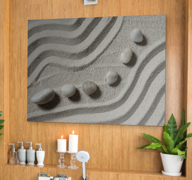 Cuadros zen línea piedras en arena gris - TenVinilo