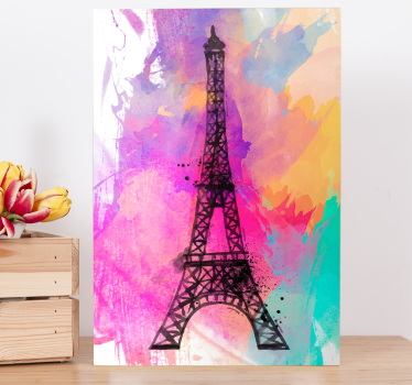 Cuadro de ciudades Torre Eiffel fondo multicolor - TenVinilo