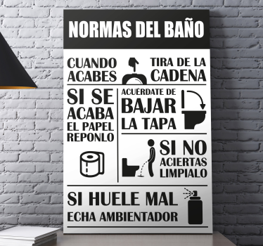 Cuadro para el baño reglas del baño - TenVinilo