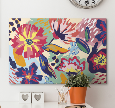 Pintura moderna flores multicolor - TenVinilo