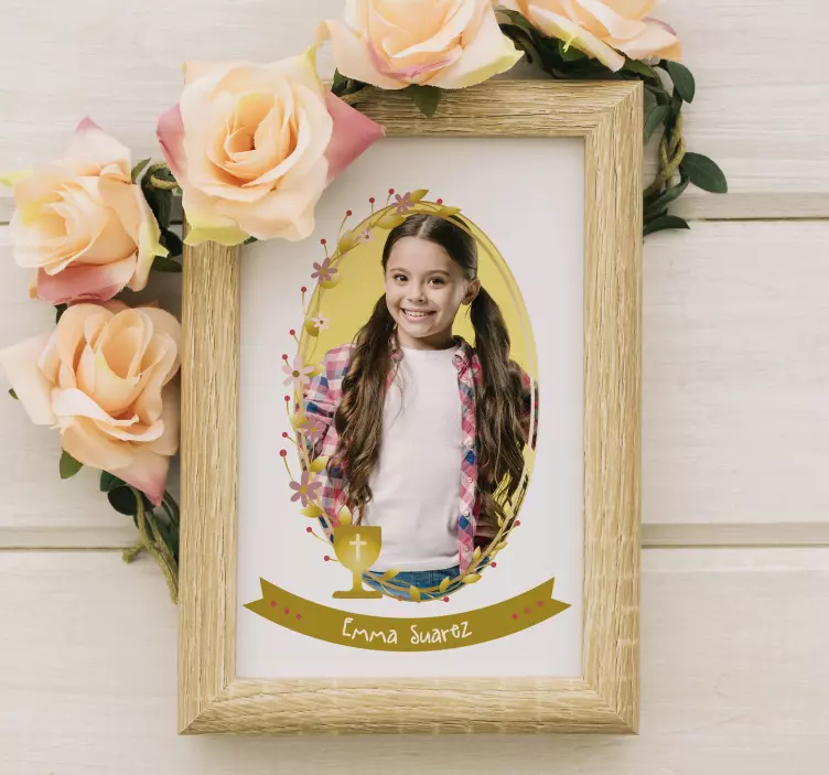 Mural corona mi primera comunión con nombre - TenVinilo